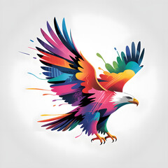 Colorful Abstract Bald Eagle in Flight – Vibrant Artistic Illustration