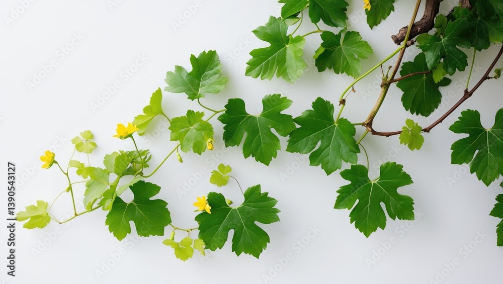 Poster White background featuring a branch of grape vine