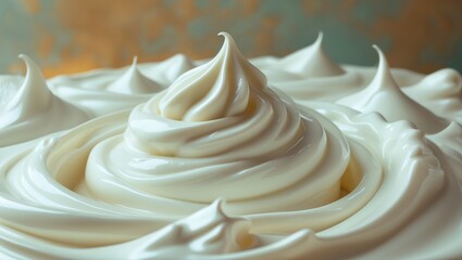 Creamy white texture. Cosmetic product swatch against a background. Sunscreen, face cream, body lotion, hair conditioner swirl close-up.