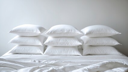 White bed in isolation, bed featuring pillows separately, bedroom decor with bedding.