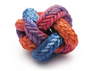 Vibrant cotton rope dog toy for fun and games, displayed on a white background with copy space for design or text