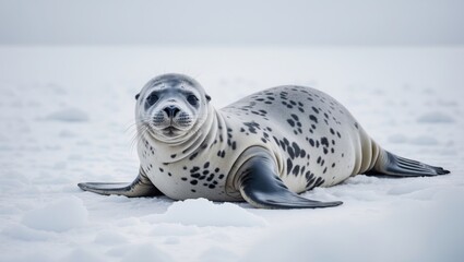 Weddell Seal resting on ice at Island