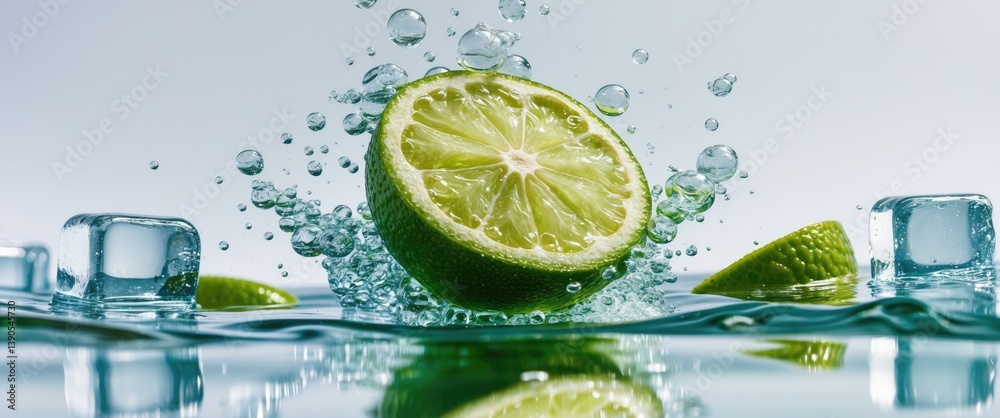Aufkleber bubbles created in water when lime is introduced