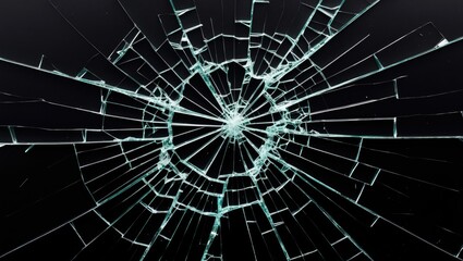 Fototapeta premium Broken glass set on a black background, textured design feature