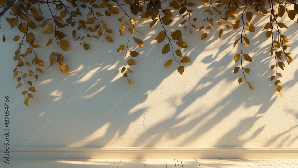 Poster shadows of leaves and branches as a background. natural tree branch leaves casting deep shadows and 