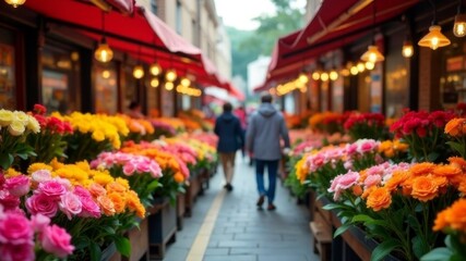 Fototapeta premium open flower market on the street.