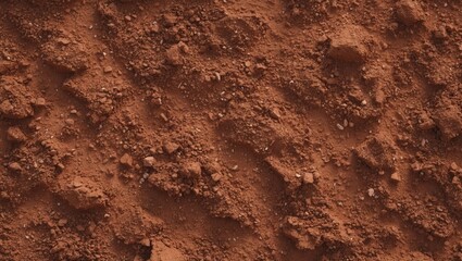 Brown earth texture. Close-up of natural backdrop. Top view of soil surface