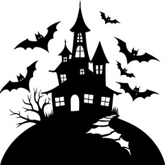 Haunted night silhouette vector for Halloween decor design.