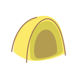 Flat vector illustration of a yellow camping tent. Ideal for summer camp, hiking, travel, outdoor activities, and kids' adventure themes. Camping tent flat vector for outdoor summer adventure design.