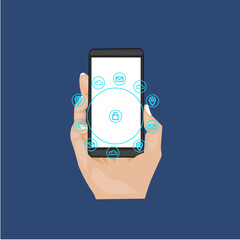 mobile phone in hand vector