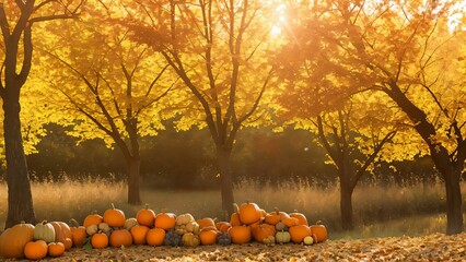 pumpkins in a field