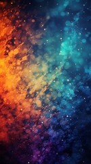 Obraz premium The stars are scattered throughout the image, creating a sense of movement and depth. A colorful, abstract image of a galaxy with bright blue, red, and yellow stars.