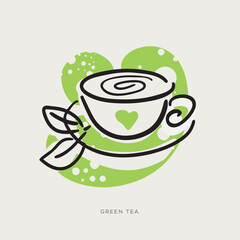Green Tea, freehand-style drawing in Doodle style.
