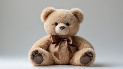 Obraz premium Toy teddy bear placed on a white background.