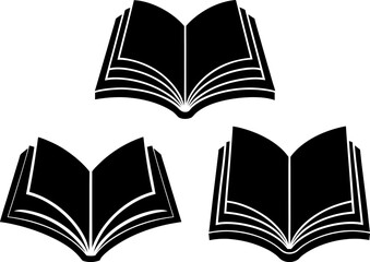 Open books vector and Silhouette of books icon art collection