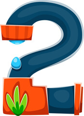 Cartoon farm font or agriculture type number for funny kids typeface, vector numeral. Farm font number 2 or Two in shape of garden hose for plants watering and farmland hosepipe tool in alphabet