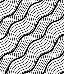 Seamless Wavy Line Pattern in Black and White