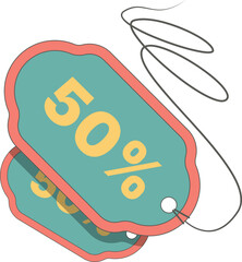 50 Percent Off Tag Vector: Scalloped Discount Labels