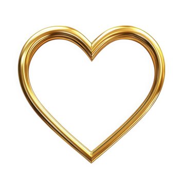 Gold heart frame love valentine romance wedding anniversary celebration isolated on white background