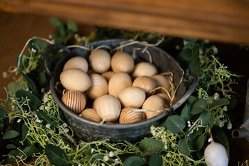 easter eggs in a basket
