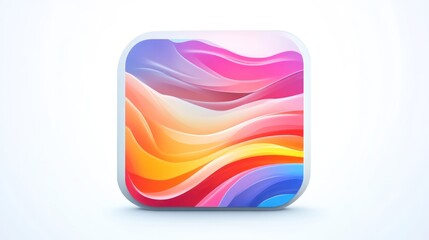 Fototapeta premium Abstract Colorful Waves in a Rounded Square Frame Design