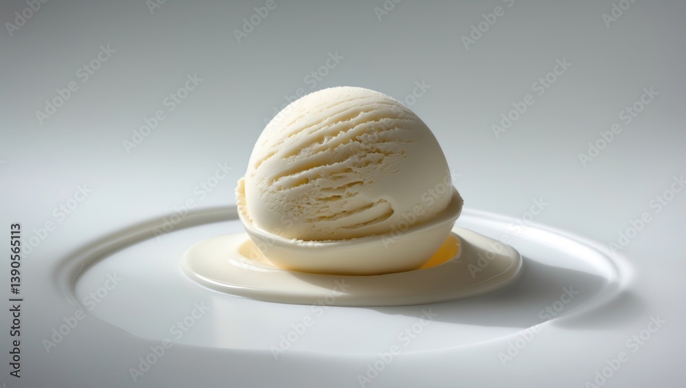 Poster vanilla ice cream scoop isolated against a background