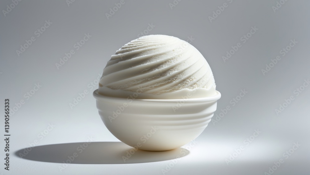 Poster vanilla ice cream sphere detached on background
