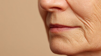 Closeup Detailed Texture Mature Woman Skin Wrinkles Aging Face Natural Beauty Portrait Detailed View Human Face Detailed Skin Texture Wrinkles Mature Aging Natural Beauty Photographic Image High      