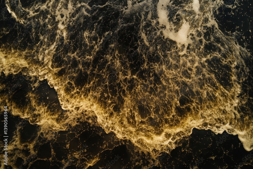 Poster Super slow motion of water surface creating mesmerizing patterns and textures at twilight, Super Slow Motion of Water Surface at 1000fps Top Down View