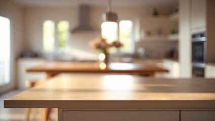 Table surface for product display against an interior backdrop.