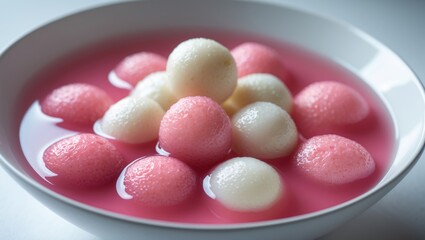 Sweet dumpling balls with red beans, a traditional festive dessert.