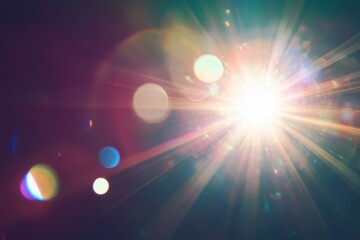 Fototapeta premium Realistic seamless lens flare element brightening a dark background, Seamless ing lens flare element realistic