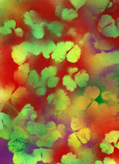 Spray paint picture of floral background, abstract colorful fantasy leaves