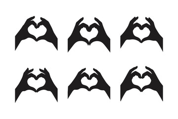 two hands forming heart vector art silhouette