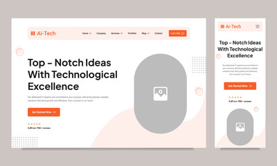 Best IT business landing page design and future technology website hero section banner template, fully editable vector eps 10 file format