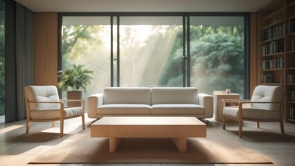 Empty living room featuring furniture