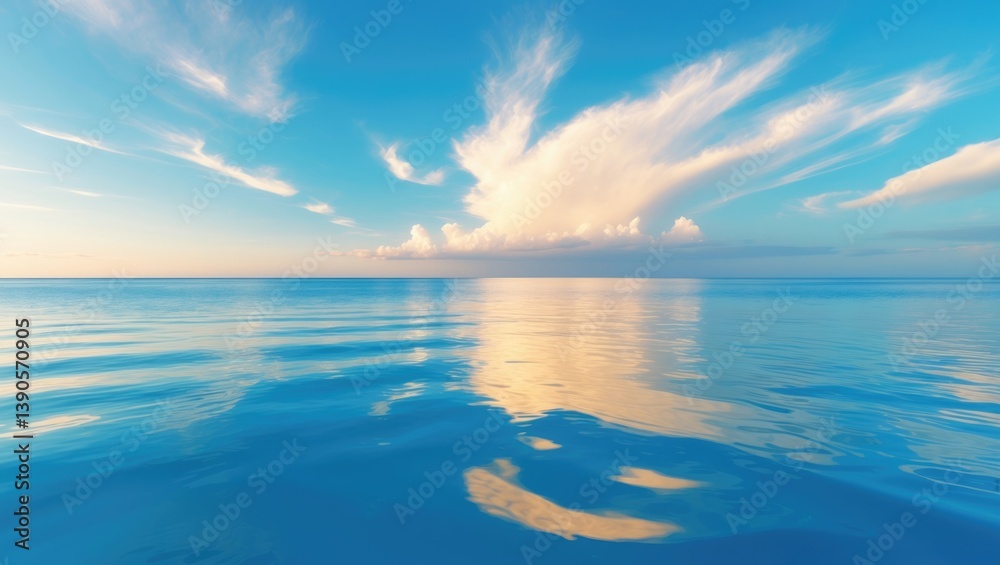 Aufkleber landscape stunning summer panorama wide horizon view at the shore of the open sea with clouds agains