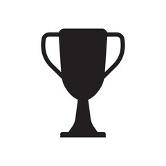 Black trophy icon in flat design, perfect for illustrating success, competition, or achievement. Suitable for sports, business awards, educational milestones, or game winning notifications.