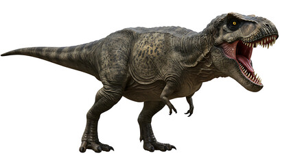 Naklejka premium Ferocious Tyrannosaurus Rex isolated on a white background with open mouth