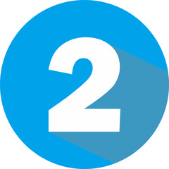 number two on blue background icon