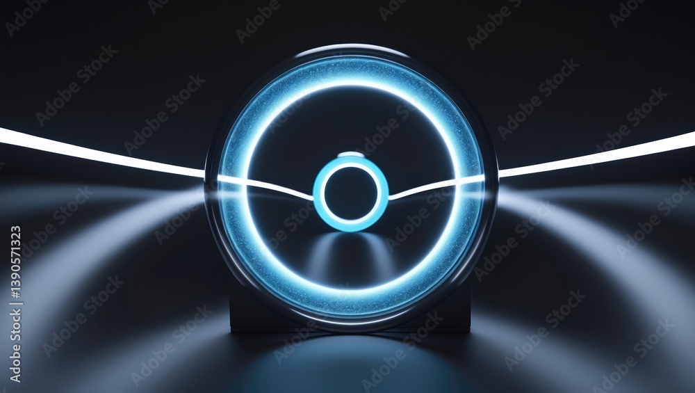 Fototapete Abstract ring background featuring a luminous swirling backdrop. Glowing spiral tunnel of energy flow. Shining circular frame with light circle effects. Glowing cover. Space available for your mess...