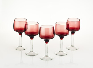 Red Wine Glasses Collection White Background