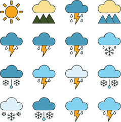 Obraz premium Storm Weather Logo Set – Flat Color Vector Icon Collection