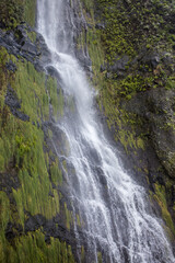 Exploring the stunning Madeira Agua d'Alto waterfall with lush greenery and cascading water