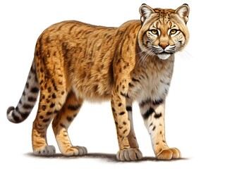 Obraz premium Majestic Cat: A stunning illustration of a cougar, its amber coat and intense gaze drawing the viewer into its wild domain, showcasing the beauty and power of the wild cat.