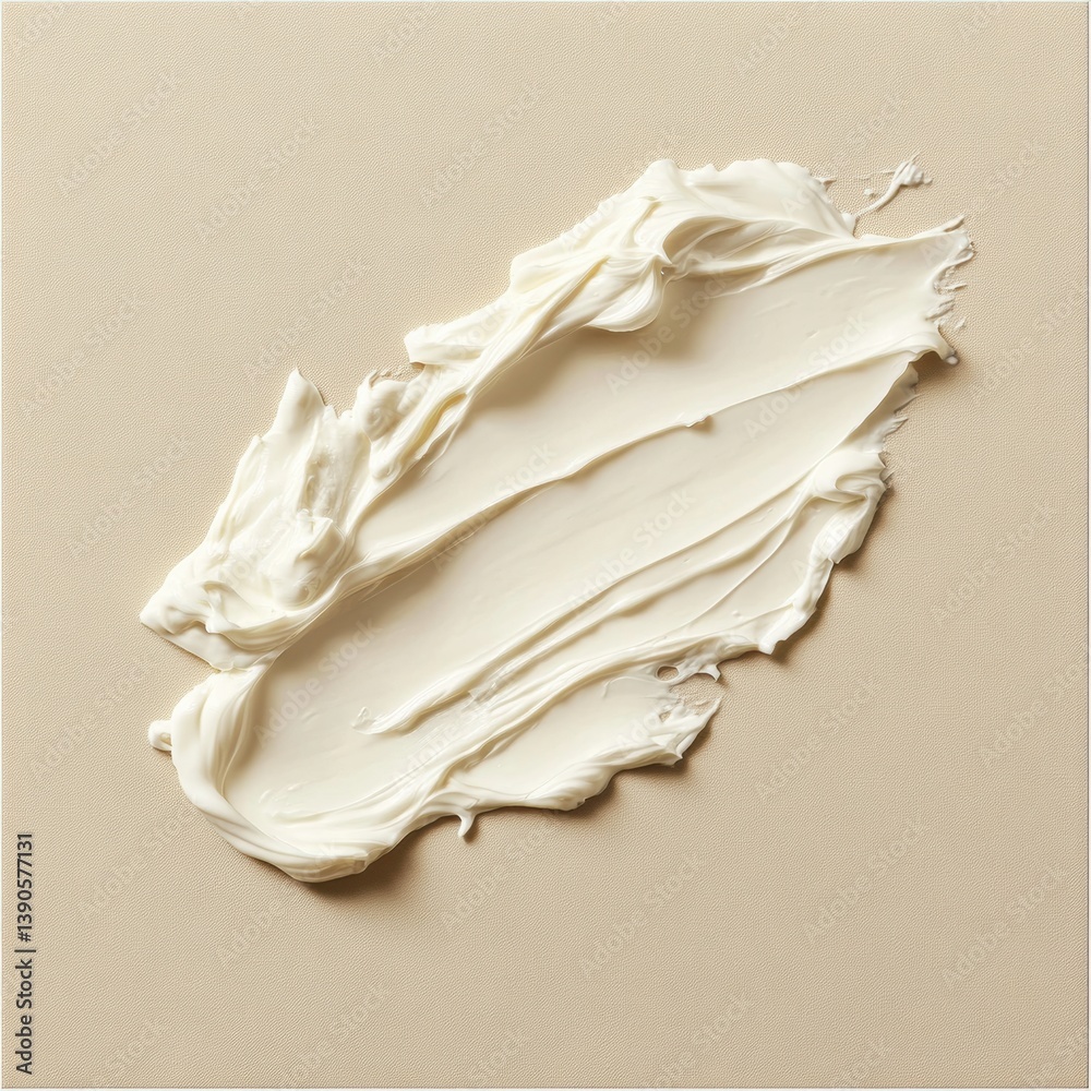 Poster creamy white substance smoothed and spread on a beige surface in artistic culinary display intended 