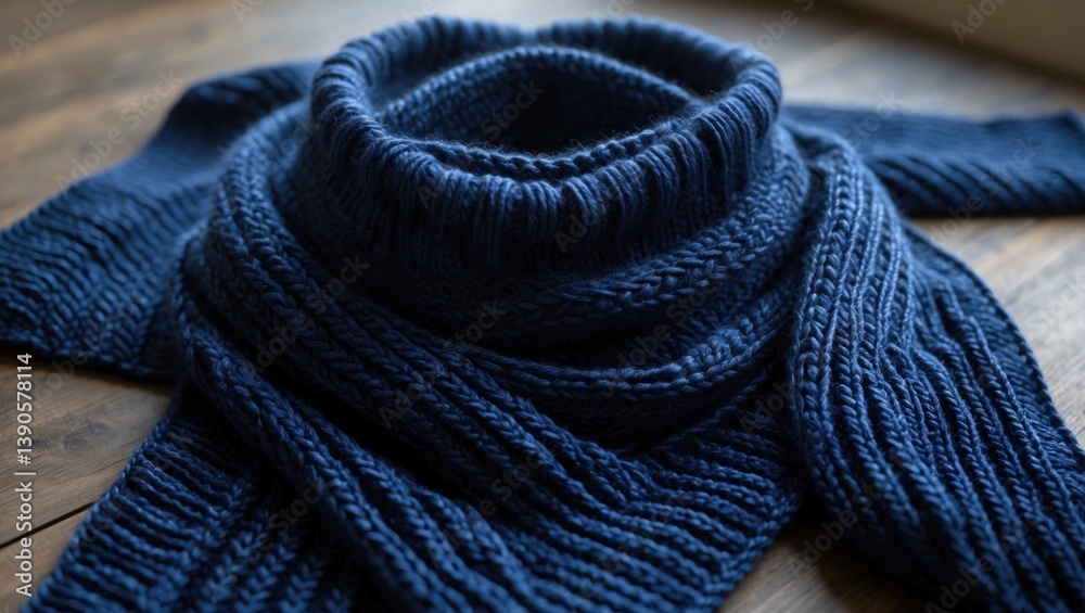 Poster unfolded knitted wool scarf set against a background. high-quality image.