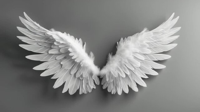 Monochrome video featuring angel wings set against a backdrop with space for text.