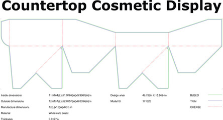 Countertop Cosmetic Display Blueprint Template With Dimensions And Manufacturing Details For Production