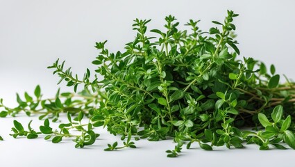 Obraz premium Thyme isolated. Collection of fresh thyme plants in motion.